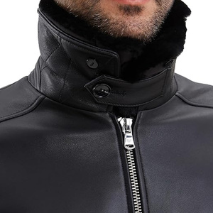Chaqueta de Motociclista de Invierno con Capucha de Cuero Genuino para Hombre, Estilo Vintage, con Cierre de Cremallera y Forro de Algodón - Product Image 5