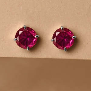 NOVAMART Fine 925 Sterling Silver Blood Red <b>Studs</b> <b>Earrings</b> 14K Gold Emerald Cut Diamond <b>Turquoise</b> Ruby-Perfect Gift for Kids Gir - Product Image 2