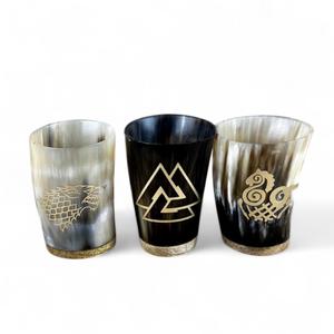 Impex ถ้วยฮอร์นไวกิ้งทำด้วยมือธรรมชาติโคมไฟเกลือแกะสลักคุณภาพพรีเมี่ยมสำหรับคนรักวอดก้าเบียร์ไวน์ - Product Image 3