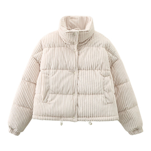 OEM logotipo personalizado moda mujer cálida PANA Puffer chaqueta de gran tamaño Crop Puffer chaqueta personalizada Casual crop top Puffer chaqueta - Product Image 4