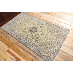 Tapis d'appoint vintage 3,37x5,7 pieds, tapis persan en laine bleu turc - Product Image 4
