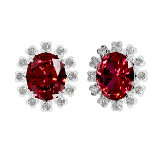 Elegante 14K oro sólido joyería fina de las mujeres preciosos rubí Stud pendientes diamante natural Halo IGI certificado para fiesta uso diario - Product Image 4