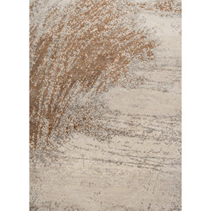Tapis en laine et soie noué à la main Entropy Ivory AKWS-13072 avec motif abstrait pour usage domestique - Product Image 3