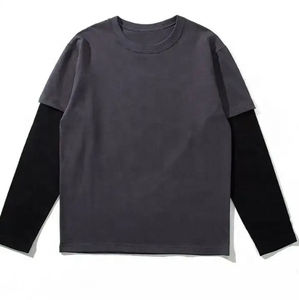 Offre Spéciale 100% coton 240Gsm décontracté Double couche T-shirt à manches longues personnalisable coupe surdimensionnée avec impression numérique - Product Image 2