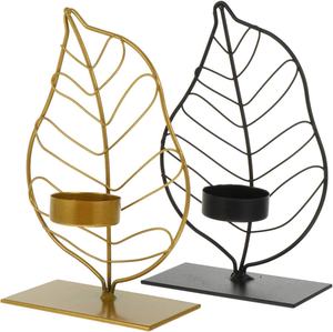 Portavelas moderno elegante en forma de hoja, marco de alambre metálico de color dorado, candelabro decorativo de mesa para decoración del hogar - Product Image 2
