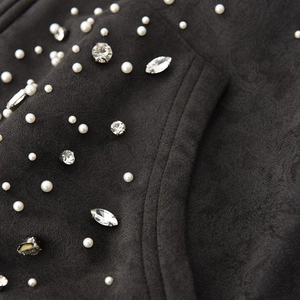 Sweat à capuche personnalisé avec strass, streetwear unisexe, sweat à capuche surdimensionné avec fermeture éclair, strass et perles, pour hommes - Product Image 3