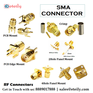 Connecteur SMA (F) 2 trous plaqué or de haute qualité avec téflon de 14mm pour Application externe - Product Image 2