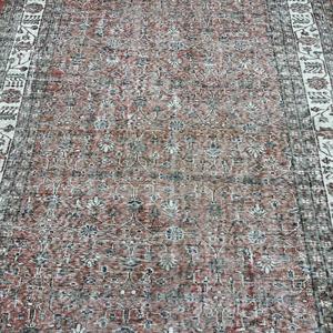 6.7x10 ft Turkish Rug, Vintage Rug, <b>Brown</b> Ombr <b>Wool</b> Rug - Product Image 3