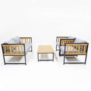 CH Factory Ensemble de salle à manger d'extérieur élégant en rotin avec coussins et accoudoirs pour une expérience culinaire exquise - Product Image 2