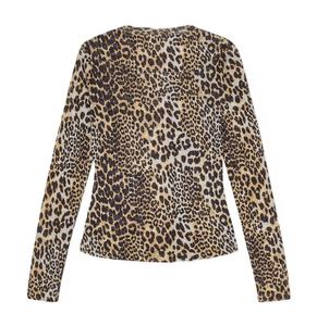 New Deal Vintage Animal Print Camisetas de mujer Manga larga Verano Casual O-cuello Anti-Pilling Transpirable Bangladesh Hecho - Product Image 5