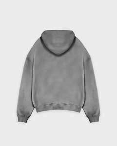 เสื้อฮู้ดดี้วินเทจสีเทาสำหรับผู้ชาย ล้างสีแบบมิเนอรัลวอช แขนยาว มีกระเป๋าจิงโจ้ สกรีนโลโก้ได้ สไตล์ลำลอง - Product Image 2