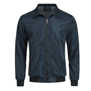 Chaqueta Bomber Ligera para Hombre, Corte Ajustado, Cintura y Puños Ajustables, Chaqueta Impermeable de Manga Larga con Bolsillos - Product Image 1