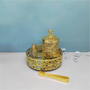 Quemador de incienso árabe de lujo, Metal dorado, Festival, mesa de postre, fragancia, quemador de incienso de carbono de Oriente Medio - Product Image 2