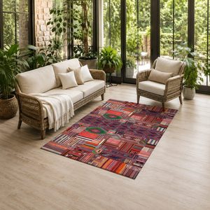 Tapis RUGS DEPOT LXDP-0297, vente en gros, rouge bordeaux, vintage, oriental, imprimé numériquement, lavable en machine, chenille, tapis de salon, antidérapant - Product Image 6