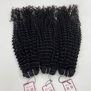Machine de trame de qualité de luxe couleur naturelle Remy Hair 26 inhes Deep Curly 100% Remy Top dans l'extension de cheveux - Product Image 4