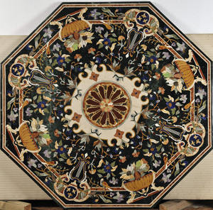 ท็อปโต๊ะกาแฟหินอ่อนทรงแปดเหลี่ยม ประดับลายดอกไม้ด้วยงานฝีมือมาร์เกทรี ประดับด้วยอัญมณีหลากชนิด ชิ้นงานศิลปะตกแต่งเฟอร์นิเจอร์สุดหรู - Product Image 3