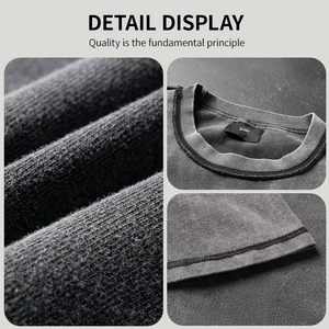 OEM Knitted Solid Cotton 300GSM Oversized Heavyweight T-Shirt <b>Drop</b> Shoulder High Quality Streetwear Vintage <b>Acid</b> Wash Custom - Product Image 5