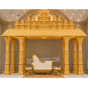 Mandapam de mariage Gujarati Manavarai : Élégant aménagement de temple pour mariages d'Inde du Sud, en fibre, portable - Product Image 1