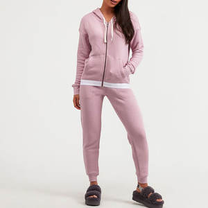 Ensemble de sweat-shirt à lavage acide personnalisé pour femmes, ensembles de survêtement à manches longues, veste à capuche zippée et pantalon évasé, ensembles de détente deux pièces - Product Image 1