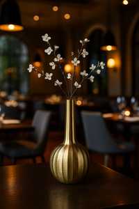 Florero decorativo moderno de Metal dorado con textura acanalada, maceta alta para sala de estar y decoración de mesa de oficina - Product Image 3