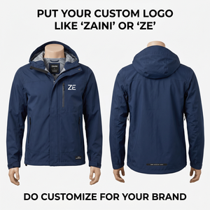 Veste Softshell Premium 320 GSM en Polyester Spandex, Design à Panneaux Bleu Marine, Capuche, Logo Brodé Personnalisé, OEM - Product Image 1