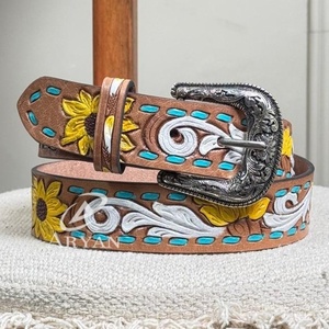 เข็มขัดหนังสไตล์ตะวันตกวินเทจสีเหลืองทันสมัยเข็มขัดหนังเครื่องมือมือดีไซน์สวยวินเทจ - Product Image 1