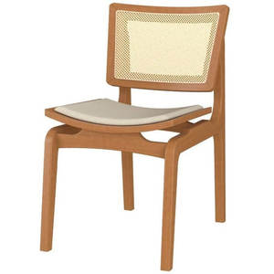 Silla de comedor minimalista de madera de teca con respaldo de bastón-Muebles ergonómicos y duraderos para el hogar - Product Image 1