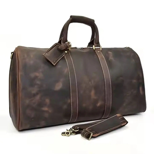 Leather Weekender <b>Duffel</b> <b>Bag</b> with Zipper Closure Durable Design for Travel and Gym Use - Product Image 1