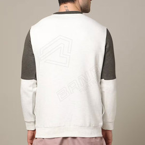 Logo estampado Unisex cuello redondo sudadera en blanco hombres 100% algodón de gran tamaño 400 Gsm sudaderas - Product Image 3