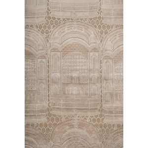 Khidki Beige & Brown Geometric <b>Pattern</b> Hand Knotted Wool & Bamboo Silk Rugs 10mm Thick for Home Hallway Bedroom-LRB-1819 - Product Image 3