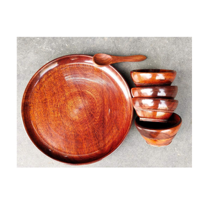 Ensemble de table en bois moderne de meilleure qualité en bois d'acacia 5 pièces ensemble de table assiettes à dîner pour les restaurants utilisés - Product Image 2