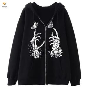 เสื้อมีฮู้ดแบบรูดซิปผ้าคอตตอน100% พิมพ์ลายแบบโอเวอร์โอเวอร์โอเวอร์โอเวอร์พร้อมปัก3D สำหรับฤดูหนาวออกแบบได้ตามที่ต้องการ - Product Image 2