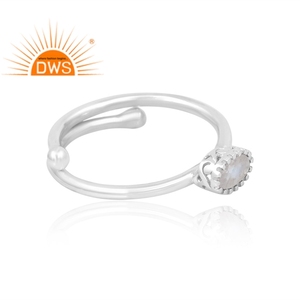 Latest Selling 925 Sterling Silver Natural Rainbow <b>Moon</b> Stone Gemstone <b>Ring</b> Custom Jewelry Manufacturer - Product Image 4