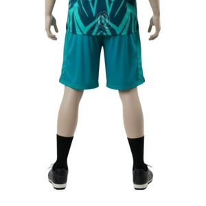 Ensemble de maillots et shorts de football pour hommes en gros bleu sarcelle motif abstrait polyester respirant séchage rapide motif football - Product Image 5