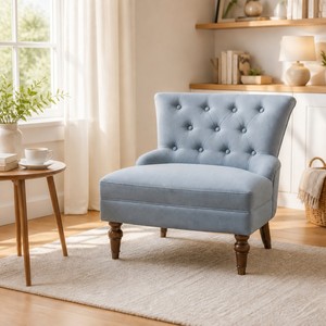 Sillón Moderno Tapizado en Lino con Patas de Madera de Roble Macizo para Sala de Estar, Dormitorio, Hotel, Muebles para el Hogar - Product Image 2