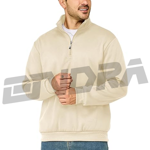 เสื้อสเวตเตอร์แบบสวมหัวมีซิปครึ่งตัวของผู้ชายสีพื้นสไตล์ทันสมัยสะอาดนุ่มสบายเหมาะสำหรับสตรีทสวมใส่ในชีวิตประจำวัน - Product Image 4