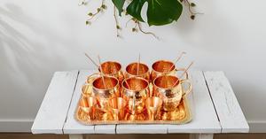 Hammered Moscow Mule Mug Set <b>Copper</b> Shot Glasses <b>Copper</b> Drinking Straws with <b>Copper</b> Tray Complete Set for coffee mugs gift set - Product Image 4