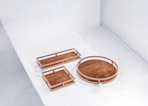 ถาดไม้และเหล็กที่เรียบง่ายและมีระดับสามแบบและขนาดที่แตกต่างกันด้วยอัตราคุณภาพพิเศษ - Product Image 5