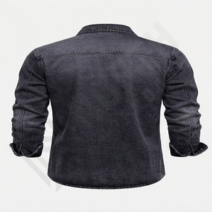 Denim Jacket For <b>Men</b> Slim Fit Ripped <b>Biker</b> Style Vintage Blue Custom Long Sleeve Classic <b>Jeans</b> Outerwear <b>Jean</b> Jacket <b>Men</b> - Product Image 2