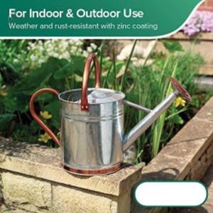 กระป๋องน้ำโลหะชุบสังกะสีปากใหญ่คุณภาพสูงออกแบบได้ตามที่ต้องการพร้อมเคลือบสีเงินสำหรับรดน้ำในสวนในร่ม - Product Image 5