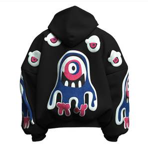 เสื้อฮู้ดผู้ชายคุณภาพสูง ผ้าฝ้าย 100% สำหรับฤดูหนาว ทรงโอเวอร์ไซส์ สวมใส่สบาย ระบายอากาศได้ดี ผ้าเฟรนช์เทอร์รี่ มีกระเป๋า - Product Image 2