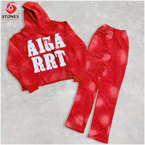 DCY 2026 Nuevos Productos Conjunto de Sudadera con Capucha de Dos Piezas para Hombre, Chándal Personalizado con Pedrería, Chándales de Algodón para Hombre - Product Image 1