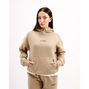 Sudadera con Capucha Esencial 100% Algodón Color Beige Arena con Bordado 3D, Lavado Enzimático y Logotipo Serigrafiado, Talla XXS - Product Image 5