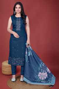 La mayoría de los trajes de mujer de trabajo de hilo bordado de calidad del Vaticano pesado con Dupatta para niñas trajes de uso informal para la venta - Product Image 3