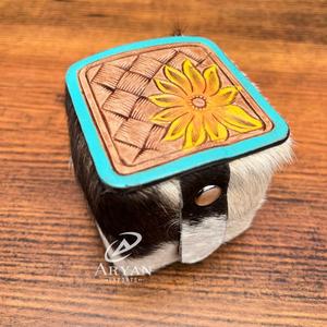 Nouvelle bague boîte à bijoux en cuir repoussé à la main emballage personnalisé note cadeau Design de luxe boîte en cuir de vachette véritable pour les femmes - Product Image 1