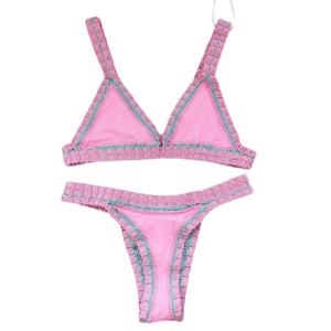 2026 New Double-Sided Sexy Bikini <b>Set</b> Women <b>Two</b>-<b>Piece</b> Color Block Swimwear European American Style Quick-Dry Chiffon - Product Image 5