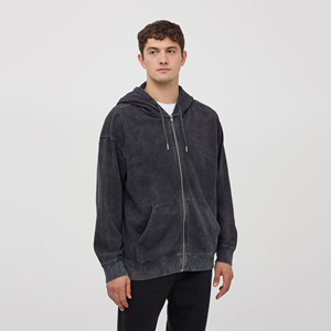Nouveau Style fermeture éclair vers le haut hommes plaine lavage à l'acide sweats à capuche vêtements pour hommes hiver sweat à capuche thermique OEM hommes lavage à l'acide à capuche - Product Image 1