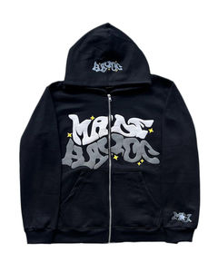 2024 nouveau sweat à capuche zippé pour hommes à la mode personnalisé bouffée imprimé coton lourd pour l'hiver - Product Image 1