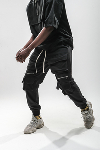 Solid Fabric Black Sweat Pants <b>Men's</b> High Quality <b>Loose</b> <b>Fit</b> Sports Style Cargo Pockets Sweatpants Polyester/Cotton OEM <b>Men</b> pant - Product Image 5