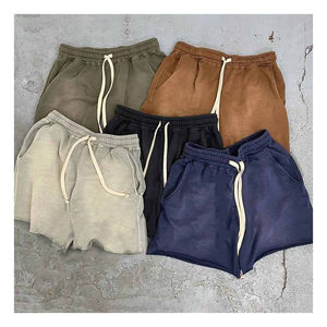 Pantalones cortos negros lavados con ácido con dobladillo crudo personalizado para mujer, ropa de calle suelta de peso pesado, patrón sólido, estilo informal, estilo Hip Hop - Product Image 5